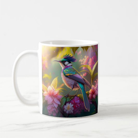 Blauer Regenbogen Winged Sunbird Fantasy Bird Kaffeetasse (Links)