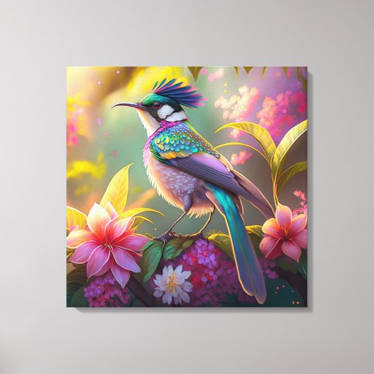 Blauer Regenbogen Winged Sunbird Fantasy Bird Leinwanddruck (Vorderseite)