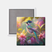 Blauer Regenbogen Winged Sunbird Fantasy Bird Magnet (Vorderseite/Rückseite)
