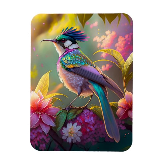 Blauer Regenbogen Winged Sunbird Fantasy Bird Magnet (Vertikal)