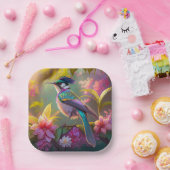 Blauer Regenbogen Winged Sunbird Fantasy Bird Pappteller (Party)