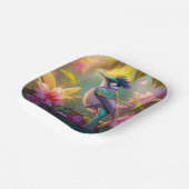 Blauer Regenbogen Winged Sunbird Fantasy Bird Pappteller (Gewinkelt)
