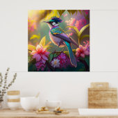 Blauer Regenbogen Winged Sunbird Fantasy Bird Poster (Küche)