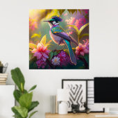 Blauer Regenbogen Winged Sunbird Fantasy Bird Poster (Heimbüro)