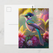 Blauer Regenbogen Winged Sunbird Fantasy Bird Postkarte (Vorne/Hinten)