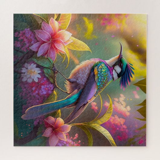 Blauer Regenbogen Winged Sunbird Fantasy Bird Puzzle (Horizontal)