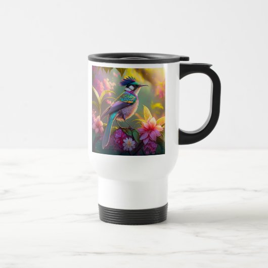 Blauer Regenbogen Winged Sunbird Fantasy Bird Reisebecher (Rechts)
