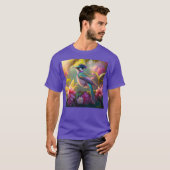 Blauer Regenbogen Winged Sunbird Fantasy Bird T-Shirt (Vorne ganz)