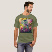 Blauer Regenbogen Winged Sunbird Fantasy Bird T-Shirt (Vorne ganz)