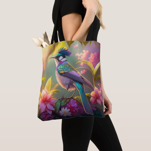 Blauer Regenbogen Winged Sunbird Fantasy Bird Tasche (Von Nahem)