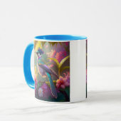 Blauer Regenbogen Winged Sunbird Fantasy Bird Tasse (Vorderseite Links)