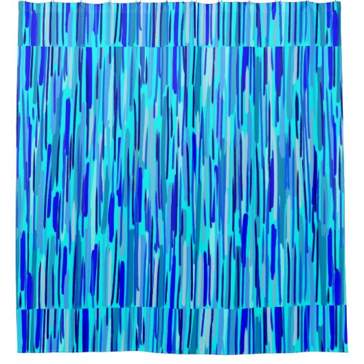 Blauer Regenfall Abstrakt Duschvorhang (Vorderseite)