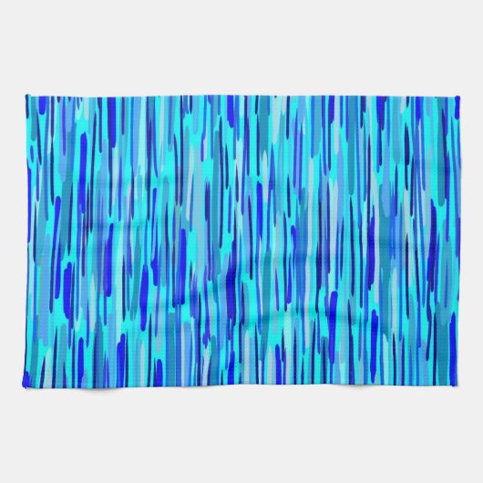 Blauer Regenfall Abstrakt Geschirrtuch (Horizontal)