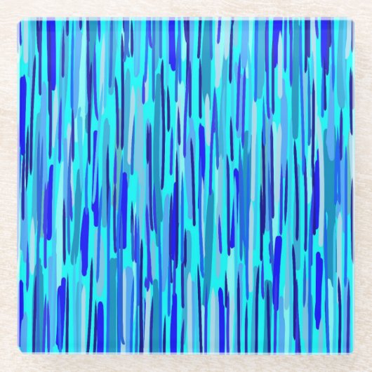 Blauer Regenfall Abstrakt Glasuntersetzer (Vorderseite)