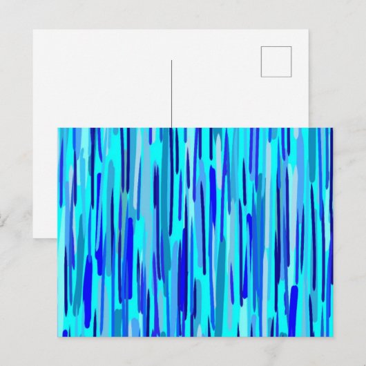 Blauer Regenfall Abstrakt Postkarte (Vorne/Hinten)