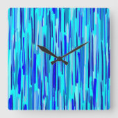 Blauer Regenfall Abstrakt Quadratische Wanduhr (Vorderseite)