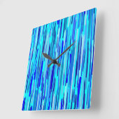 Blauer Regenfall Abstrakt Quadratische Wanduhr (Winkel)