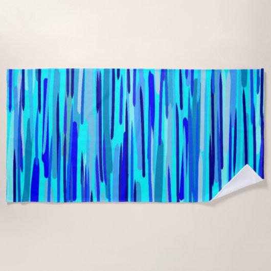 Blauer Regenfall Abstrakt Strandtuch (Vorderseite)