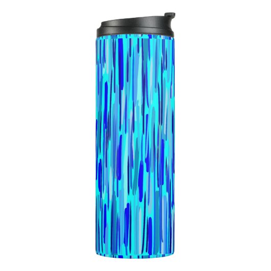 Blauer Regenfall Abstrakt Thermosbecher (Nach links gedreht)