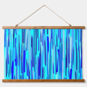 Blauer Regenfall Abstrakt Wandteppich Mit Holzrahmen (Vorne)