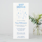Blauer Regenfall Babydusche Einladung (Stehend Vorderseite)