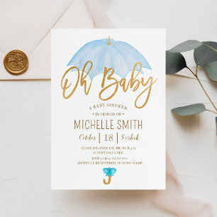Blauer Regenschirm der Liebe Baby Sprinkle Shower Einladung