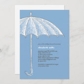Blauer Regenschirm Dusche Party Einladungen (Vorne/Hinten)