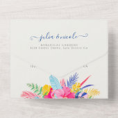 Blauer Regenwald mit blauem Rosa bei Evergreen Wed All In One Einladung (Rückseite)