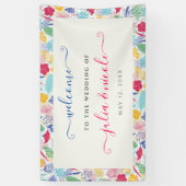 Blauer Regenwald mit blauem Rosa bei Evergreen Wed Banner (Vertikal)