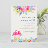 Blauer Regenwald mit blauem Rosa bei Evergreen Wed Einladung (Stehend Vorderseite)