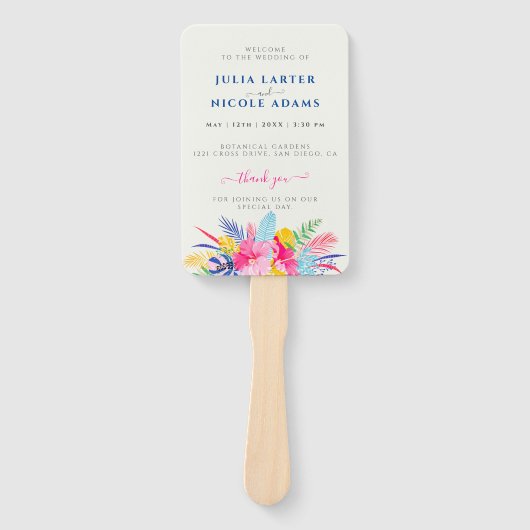 Blauer Regenwald mit blauem Rosa bei Evergreen Wed Fächer (Vorderseite)