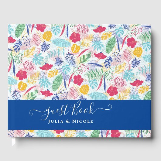 Blauer Regenwald mit blauem Rosa bei Evergreen Wed Gästebuch (Vorderseite)