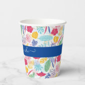 Blauer Regenwald mit blauem Rosa bei Evergreen Wed Pappbecher (Rückseite)