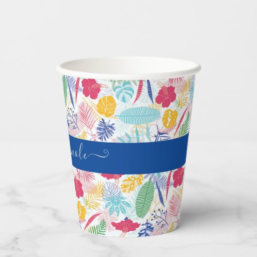 Blauer Regenwald mit blauem Rosa bei Evergreen Wed Pappbecher (Rückseite)