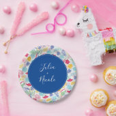 Blauer Regenwald mit blauem Rosa bei Evergreen Wed Pappteller (Party)