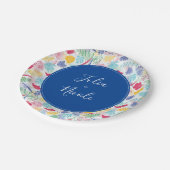 Blauer Regenwald mit blauem Rosa bei Evergreen Wed Pappteller (Schrägansicht)