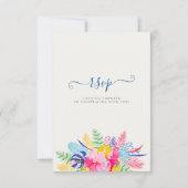 Blauer Regenwald mit blauem Rosa bei Evergreen Wed RSVP Karte (Rückseite)