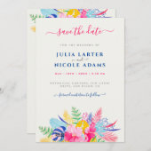 Blauer Regenwald mit blauem Rosa bei Evergreen Wed Save The Date (Vorne/Hinten)