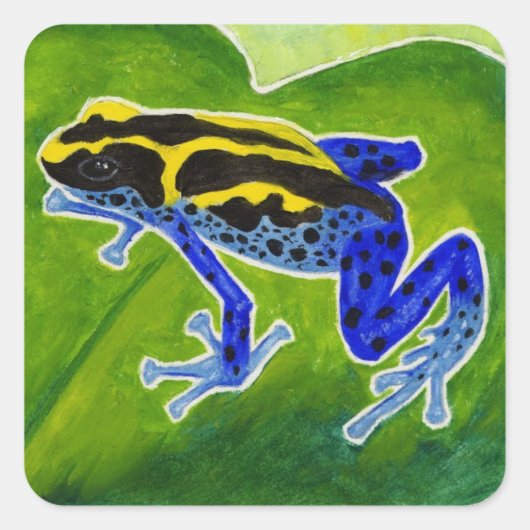 Blauer Regenwaldfrosch Quadratischer Aufkleber (Vorderseite)