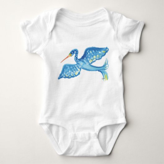 Blauer Reiher Baby Strampler (Vorderseite)