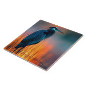 Blauer Reiher bei Sonnenaufgang Fliese (Seite)