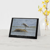 BLAUER REIHER, der eine FISCHE ~ Gruß-Karte ISST Karte (Gelbe Blume)