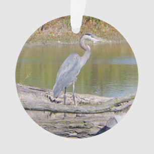 Blauer Reiher doppelseitiger Plastikschmuck Ornament