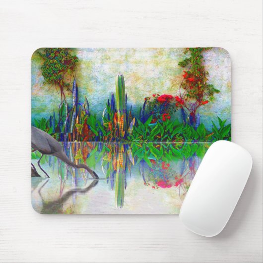 blauer Reiher in meinem mexikanischen Garten Mousepad (Mit Mouse)