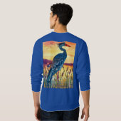 Blauer Reiher Sonnenuntergang Sweatshirt (Schwarz voll)
