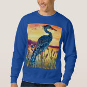 Blauer Reiher Sonnenuntergang Sweatshirt (Vorderseite)