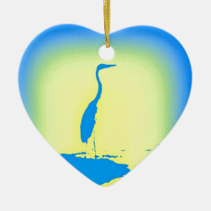 blauer Reihersonnenaufgang Keramikornament