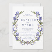 Blauer Reis Blumenkranz Hochzeitseinladung Einladung (Vorderseite)