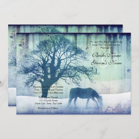 Blauer Reitsport Einladung (Vorne/Hinten)