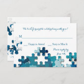 Blauer Remissionskarte für Puzzleteile RSVP Karte (Vorne/Hinten)